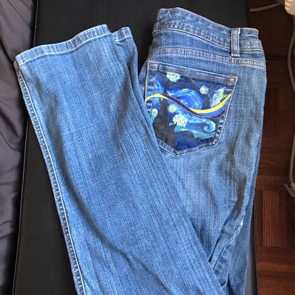 Vintage Denim - Custom Painted Vintage Starry Night Jeans